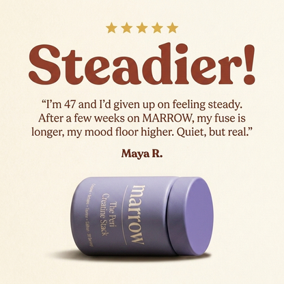 MARROW customer quote card - Steadier - featuring the lavender jar