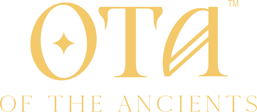 Gold 'OTA of the Ancients' logo on a black background